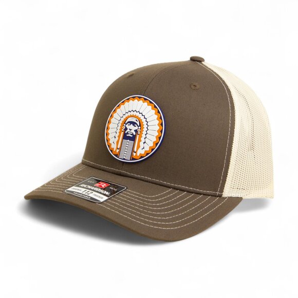 Illinois Fighting Illini Chief Illiniwek 3D Snapback Trucker Hat- Chocolate Chip - Picture 1 of 3